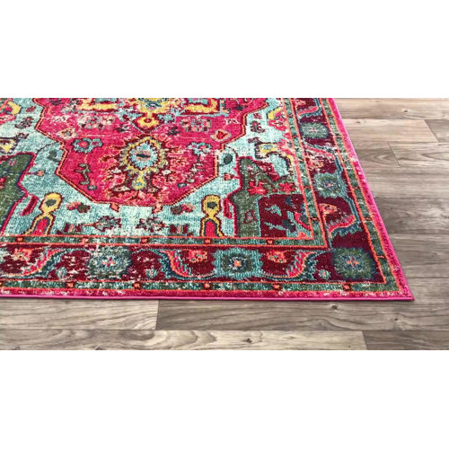 Mistana Loughlam Pink/Blue/Yellow Rug & Reviews Wayfair.co.uk